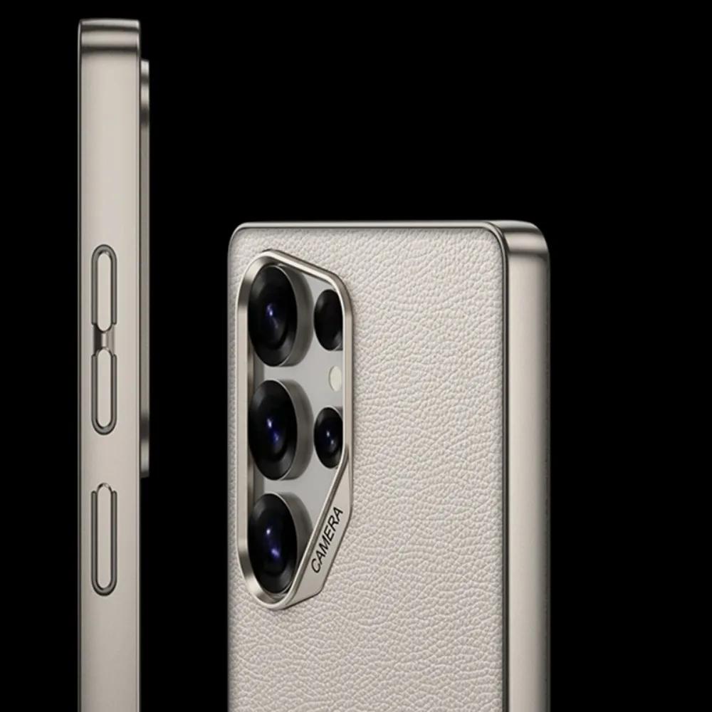For Galaxy S25 Ultra Shockproof Hard Shell Leather Phone Case for Samsung Galaxy S25 S24 S23 Ultra Protective Cover