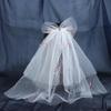 Short White Bow Tulle Bridal Veil With Hair Clip Wedding Bachelorette Hen Party Veil Hair Clip Hair Accessories Photoshoot Props