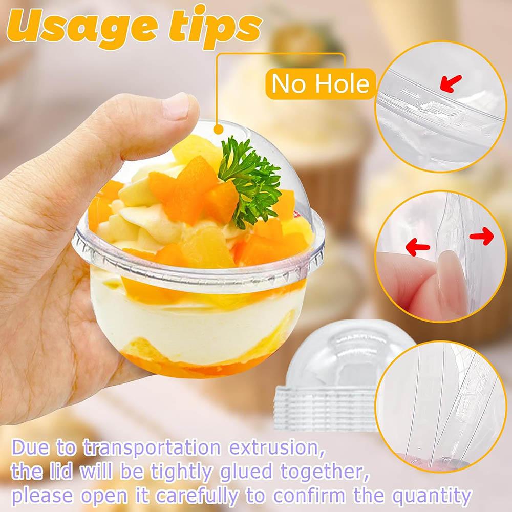 50Pc 9oz Clear Plastic Cups with Dome Lids,Disposable Dessert Party Cup,Parfait Food Containers for Candy,Fruit,Smoothie,Cupcake