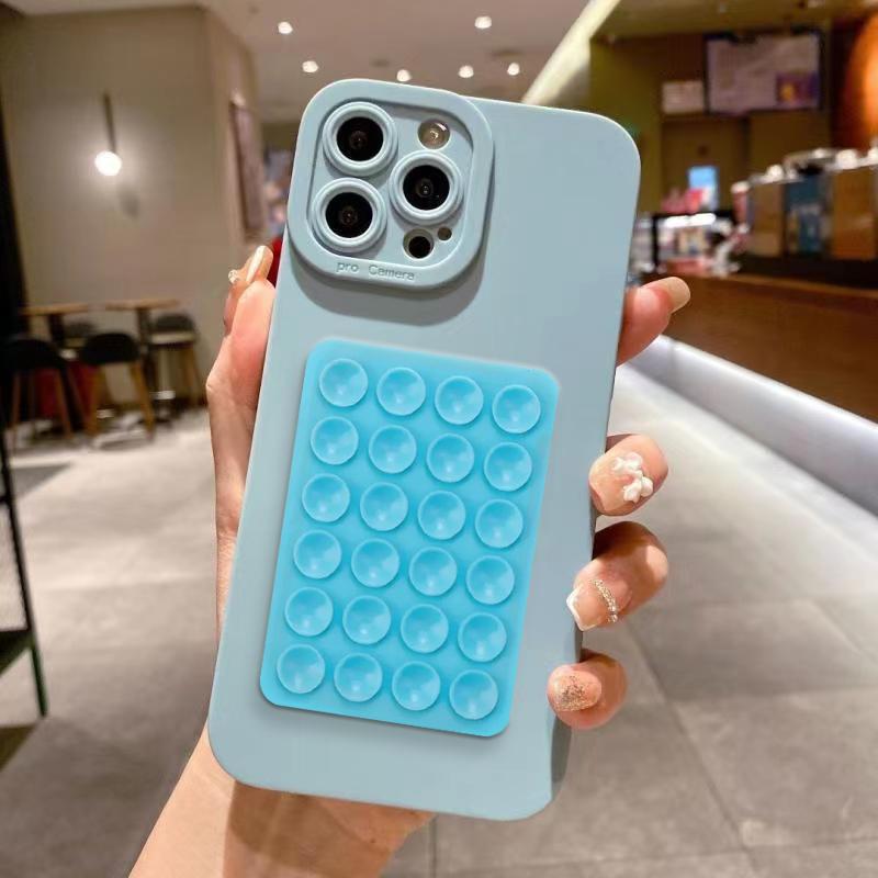 Pupil Black Eye Beige Suction Cup Silicone Phone Case For iPhone 16 15 14 13 12 11 Pro Max XS X XR 7 8 Plus SE 3 2022 Soft Cover