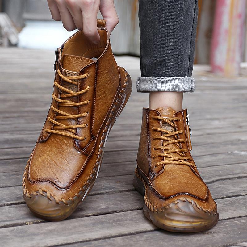 TUINANLE Podzimní pánské martensky Velká velikost Kožené pánské kotníkové boty Trendy pánská obuv