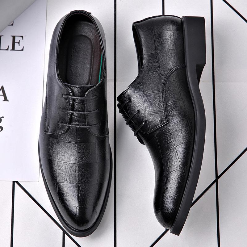 Fashion Fashion Black Formal Commuter Style Leather Shoes for Men Spring Summer Business Heightening Men's Hollow Dress Shoes