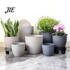 Minimalist Flower Pots for Balcony Modern Plant Pot with Saucer, Gray Containers Saucers Drainage Holes, Stone-Look Planter Indoor Outdoor Plants