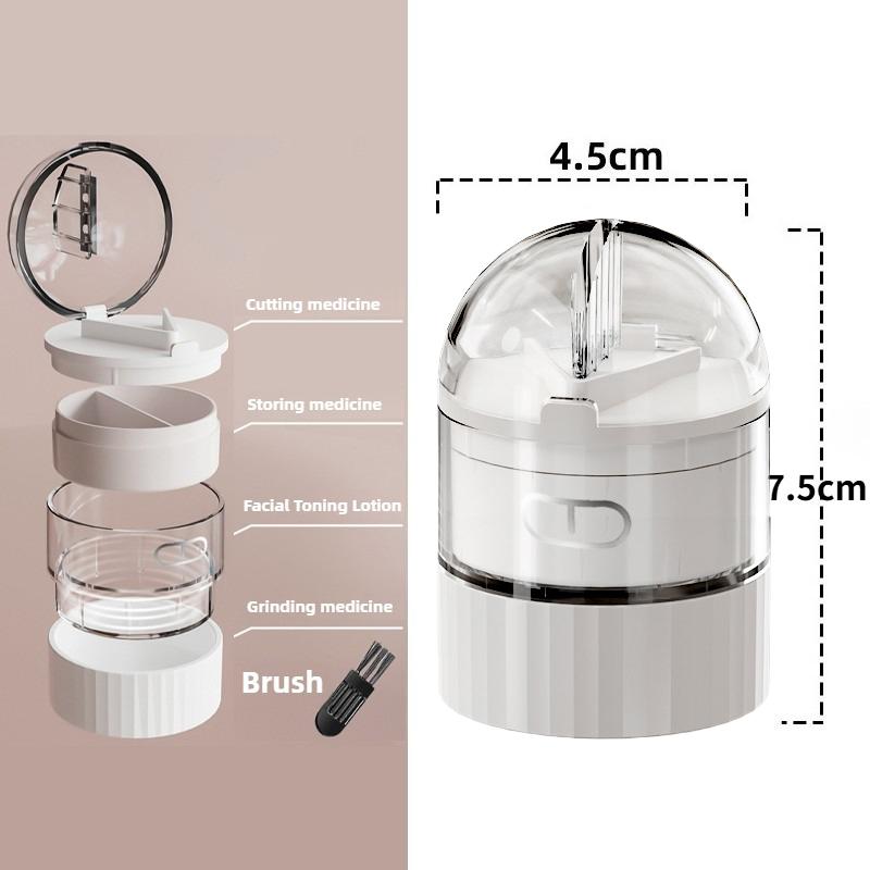Portable 2-in-1 Pill Box with Pill Cutter for Cutting Small Pills or Large Pills In Half & Quarter Travel Pill Organizer Case