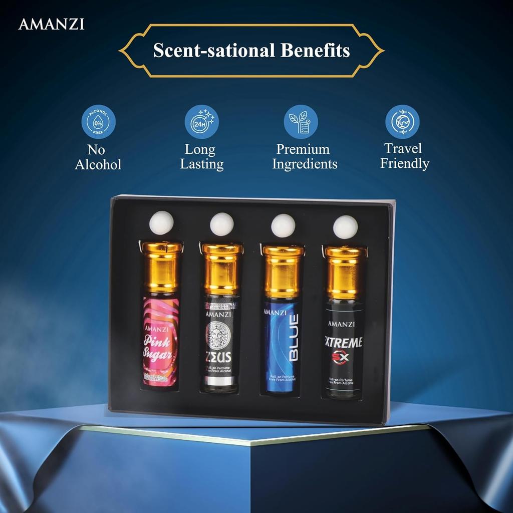 French Collection Attar Roll-On for Men & Women |Sweet, Citrus, Fresh Aquatic & Woody Aroma | Ittar Perfume | 6ml Each