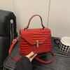 Stylish and atmospheric single shoulder portable lizard pattern texture women's square bag, European and American trendy and niche design bag women