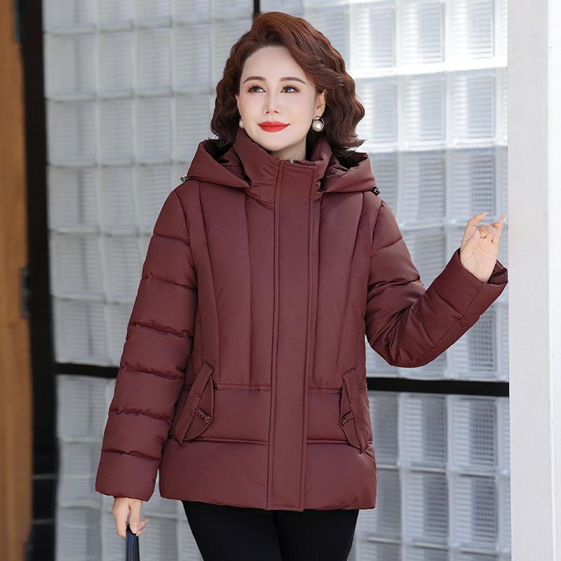 Geacă de iarnă căptușită pentru femei, nouă, cu glugă, scurtă, căptușită, medie, lejeră
