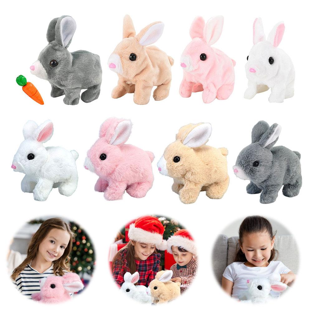 Interactive Electronic Pet with Sounds and Movements Realistic Bunny Toy Easter Plush Stuffed Bunny Toy Gift for Toddlers