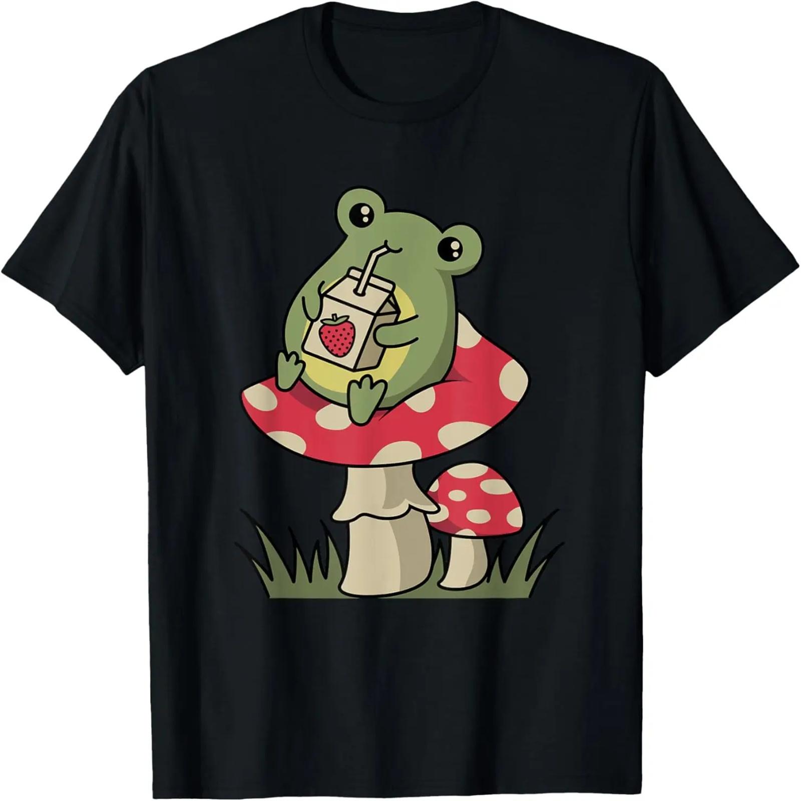 

Cottagecore Frog Shirt Cottagecore Aesthetic Frog Mushroom T-Shirt XXXXXL чёрный