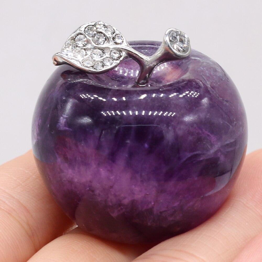 

Натуральный камень украшения в форме яблока искусственное растение поддельный орнамент для дома сад офис стол автомобиль Amethyst/35x40mm