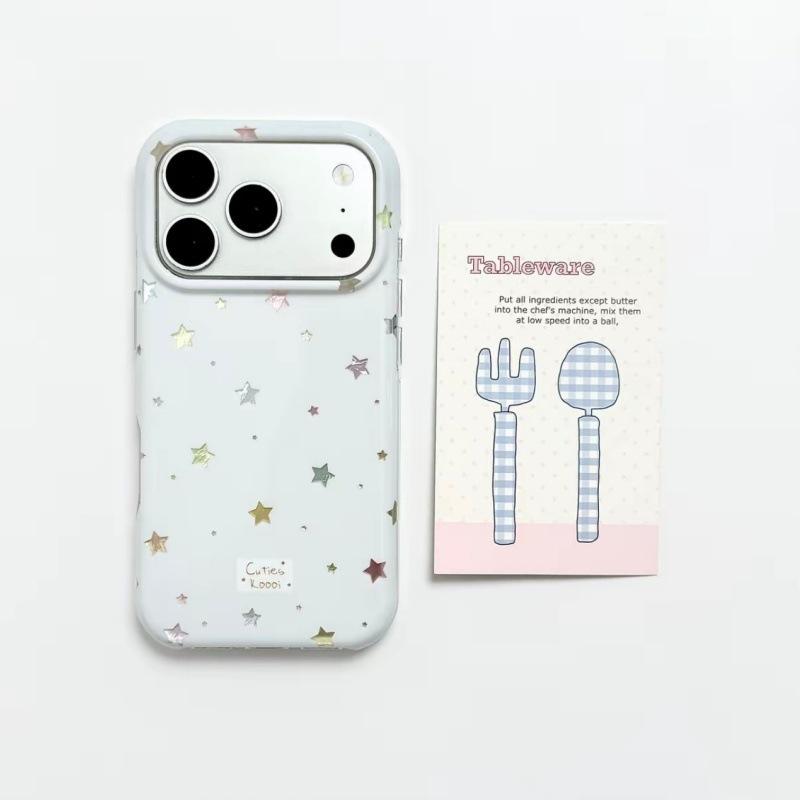 Round edge Korean gilt star pendant for iPhone17promax Apple 16 mobile phone case 15 love bracket
