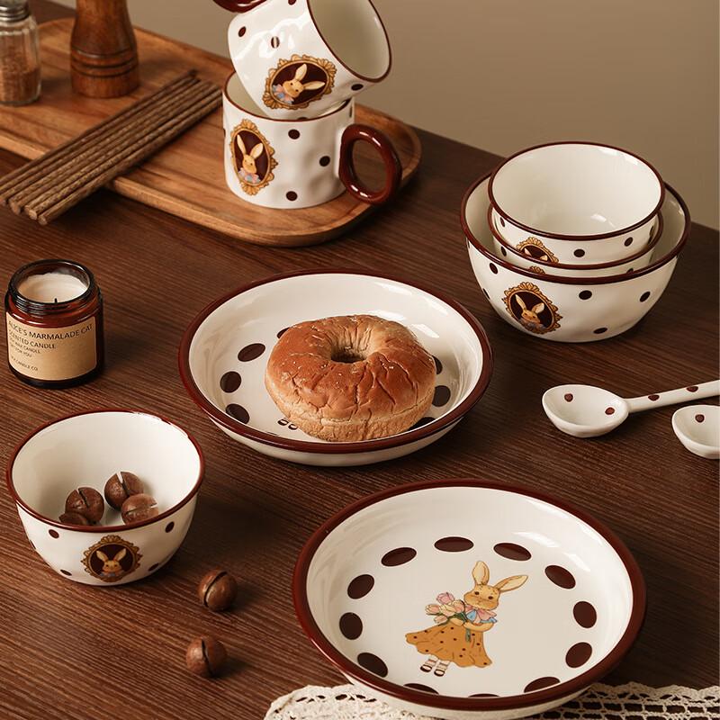 Linpan Retro Rhea Rabbit Ceramic Dinnerware Set