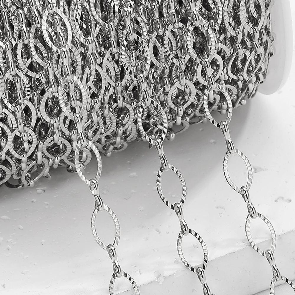 1Meter Stainless Steel Geometric Cutouts Oval Flower Trend Link Chain DIY Chain for Women Party Necklace Jewelry Making Supplies