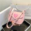 Crossbody Bag Adjustable Strap Small Shoulder Purse with Decorative Heart Patch and Scarf Accent Lightweight Material
