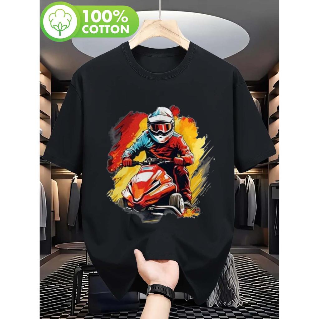 Go Kart Racing Graphic Tee Mens Breathable Cotton Short Sleeve TShirt Daily Wear