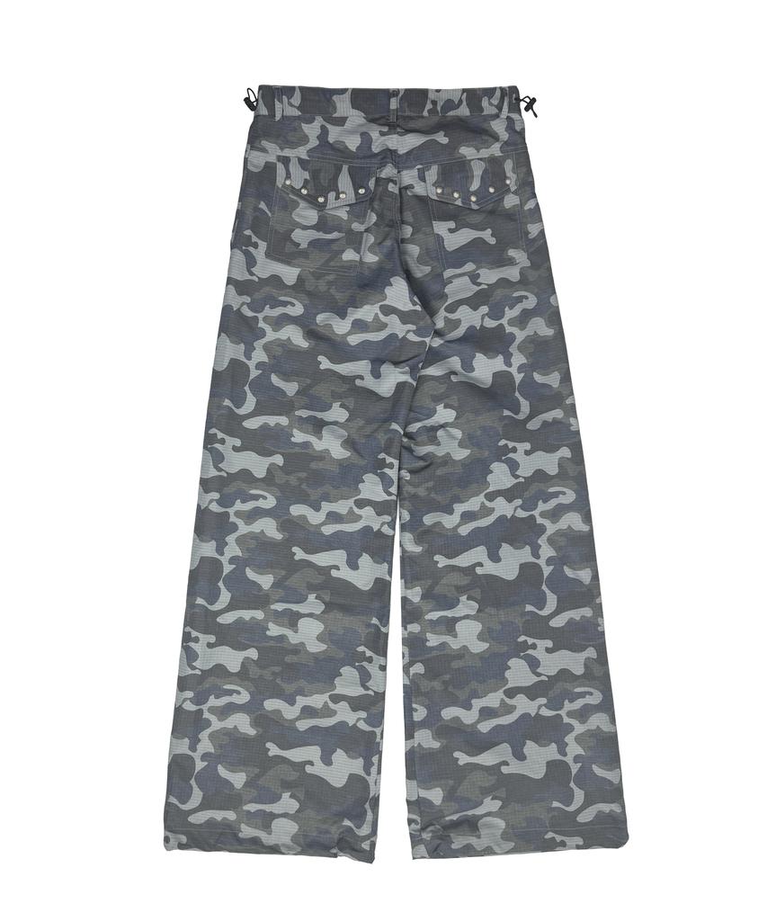 Tansanmageunesyum Nylon Wide Studded Pants (Camo Sky Blue)