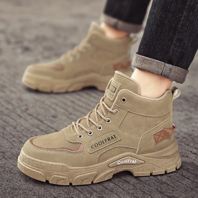 Autumn Men's Shoes New High-top Martin Boots Men's Trend Versatile Platform Tooling Shoes Casual Short Boots Labor Insurance Shoes Men's