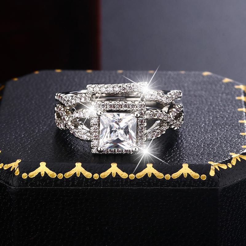 Luxury Full AAA Zircon Hot Selling Rings for Women Set High Quality AAA Boutique Jewelry for Wedding Party Jewelry
