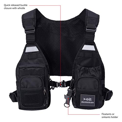 [Bassdash] Bassdash Lightweight Fishing Vest, Unisex, Short Mesh Vest FV08 (without buoyancy aid)