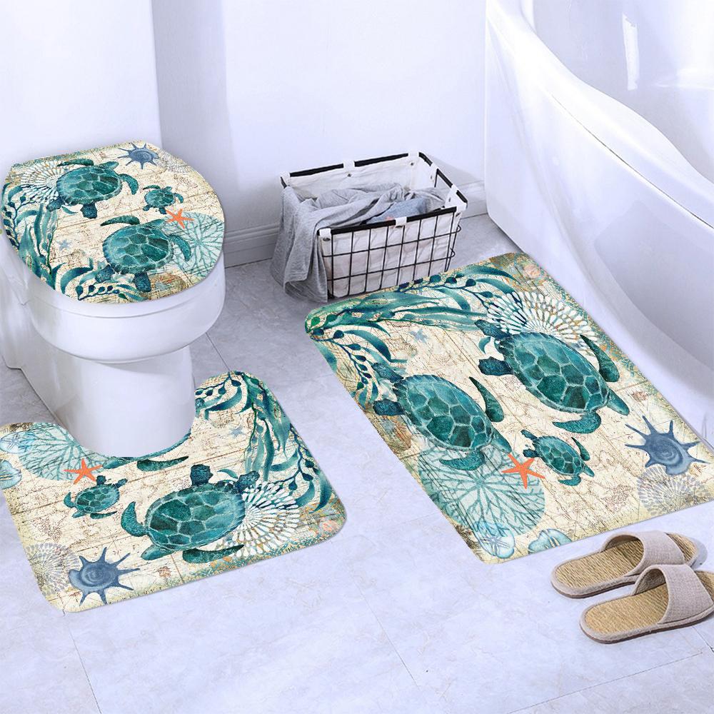 Dream Starry Sky Ocean Jellyfish Bathroom Waterproof Shower Curtain Set with 12 Hooks Bath Non-Slip Mat Rugs Toilet Seat Cover