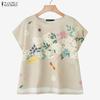 ZANZEA Women Floral Print Summer Casual Short Sleeve Blouse