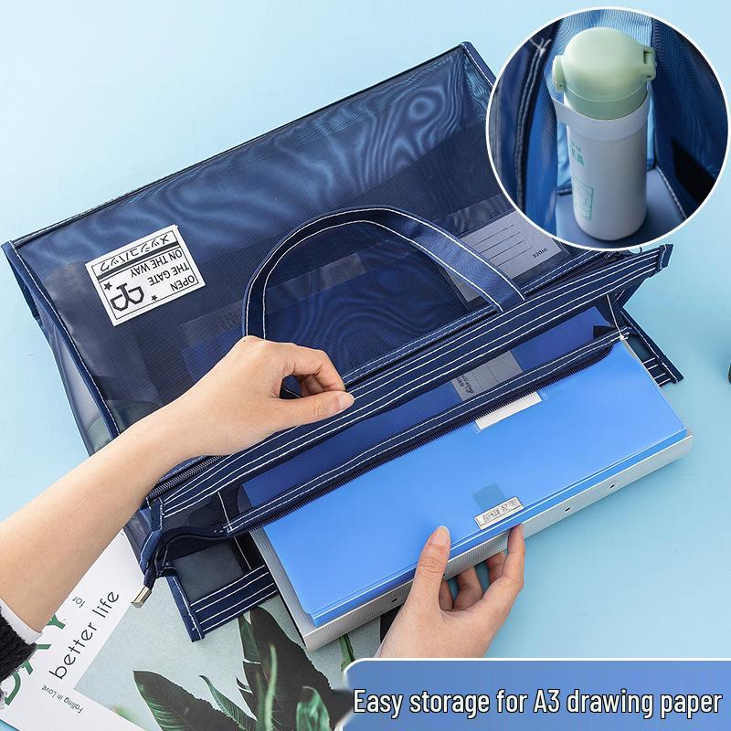 A3 Art Tote: Large Capacity Transparent Sketchbook Bag with 8K Drawing Space, Customizable Text/Logo Option