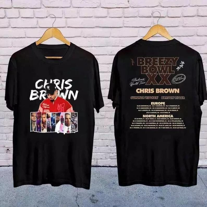 Chris Brown Graphic Shirt 2025 Chris Brown Breezy Bowl XX Tour TShirt S