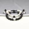 Hot 2pcs/Set Couples Distance Braid Bracelets Natural Stone White And Black Ying Yang Beads Bracelet Best Friend Strand Jewelry