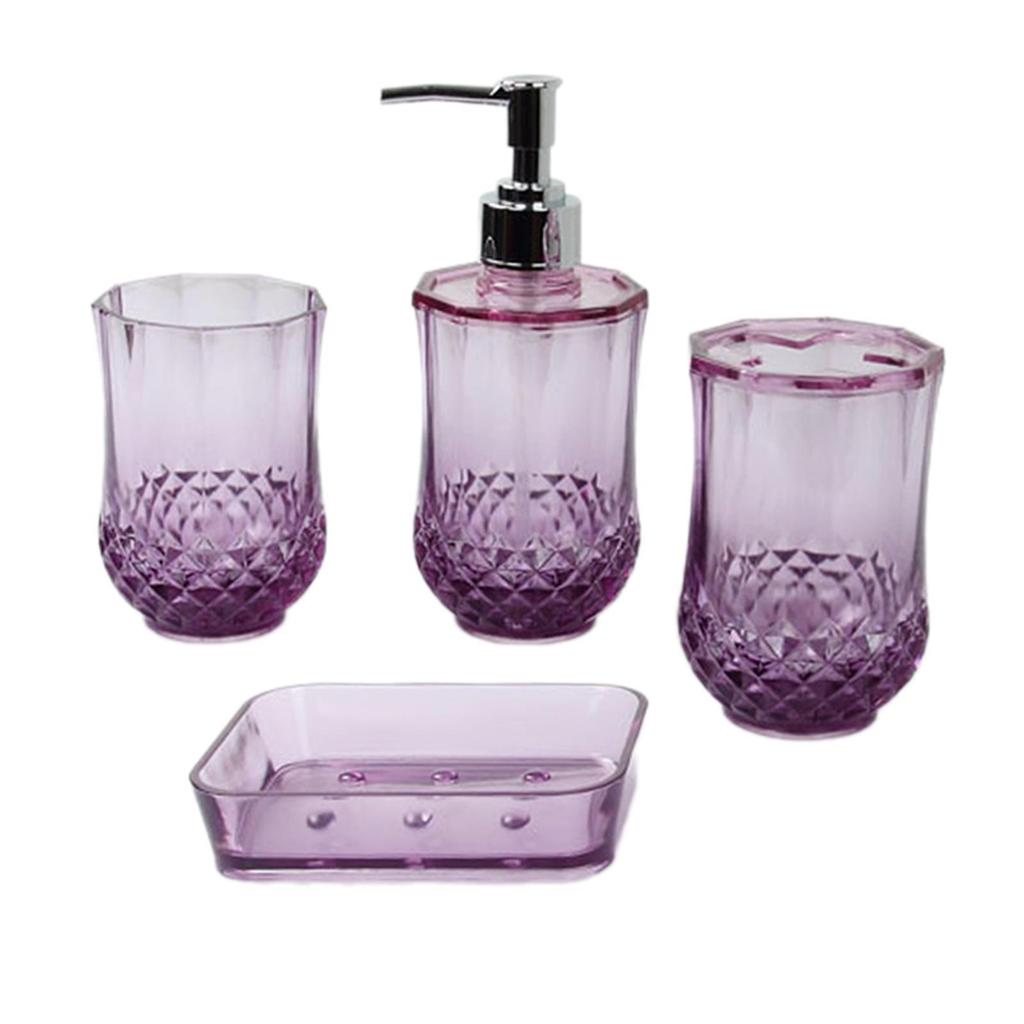 4 Pieces Toothbrush Holder Soap Dispenser Apartment Essentials Acrylic Soap Dish Bathroom Accessories Set for Countertop