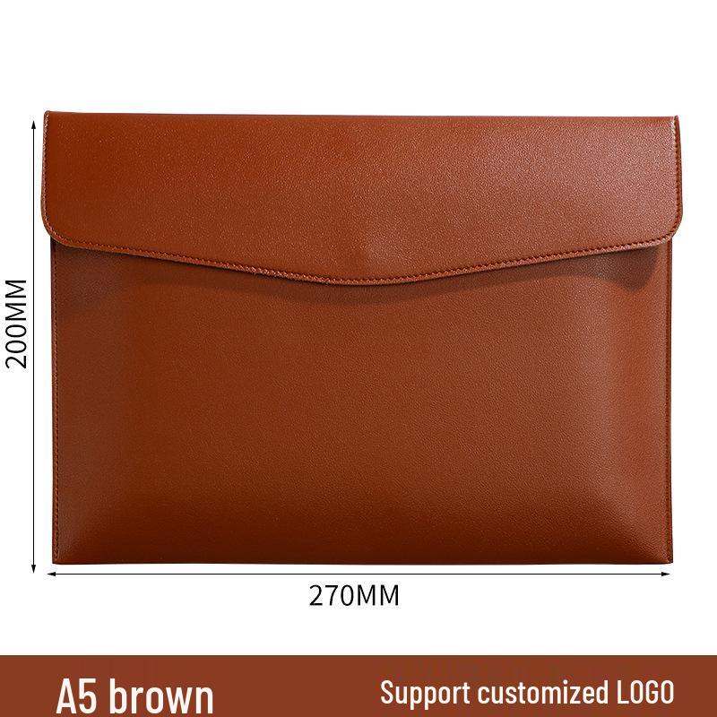 Custom Waterproof A4 Leather Document Folder with Snap Button for Business - Thickened File Bag with Logo Printing