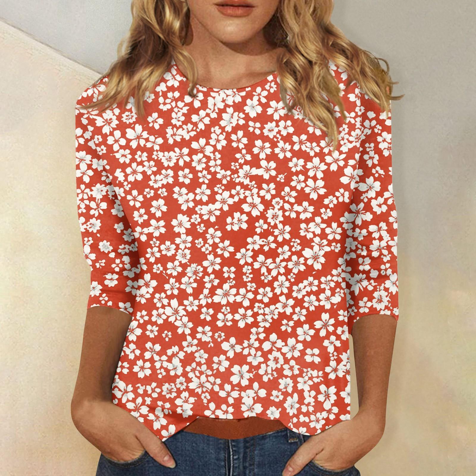 

Женская мода повседневная рубашка с круглым вырезом и принтом в виде семиточечного рукава XXXXL шафрановый