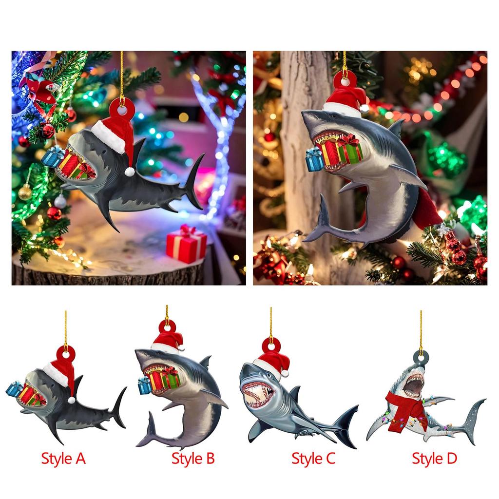 Christmas Hanging Decorations Wooden Pendant Cute Shark Decoration Christmas