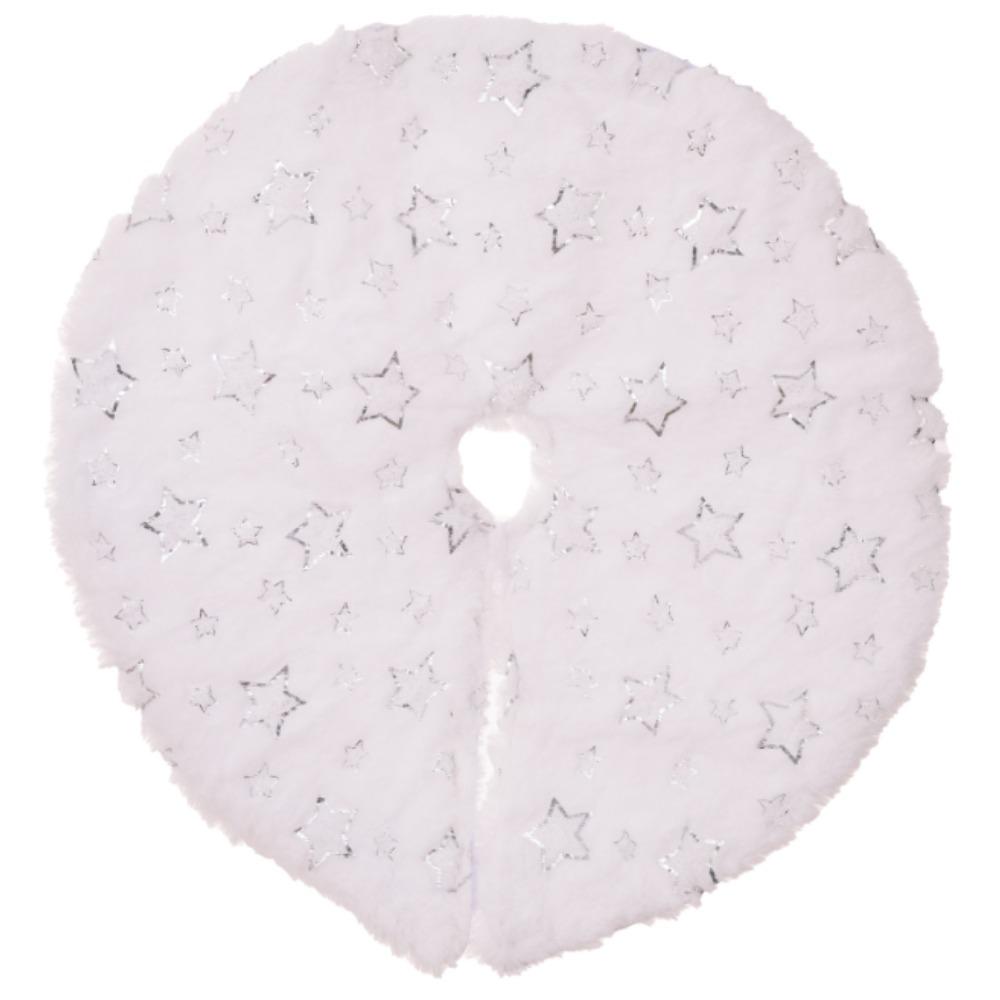 Plush Christmas Tree Skirt White Faux Fur Xmas Trees Sequin Carpet Mat Small Skirts Home Party Decorations