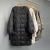 New down jacket women's plus long over-knee winter round neck large version European fashion white duck down jacket
