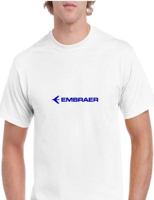 Embraer Blue Logo Brazilian Aerospace Conglomerate White Cotton T-Shirt