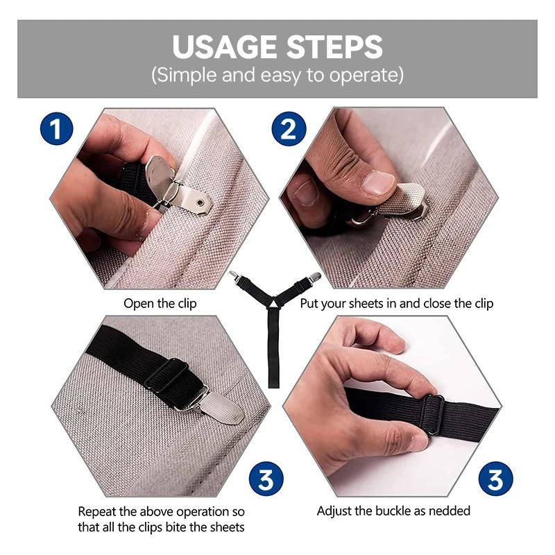 12 Clips Adjustable Elastic Bed Sheet Holder Mattress Clip Fasteners Cover Blankets Non-Slip Fixing Strap Grippers