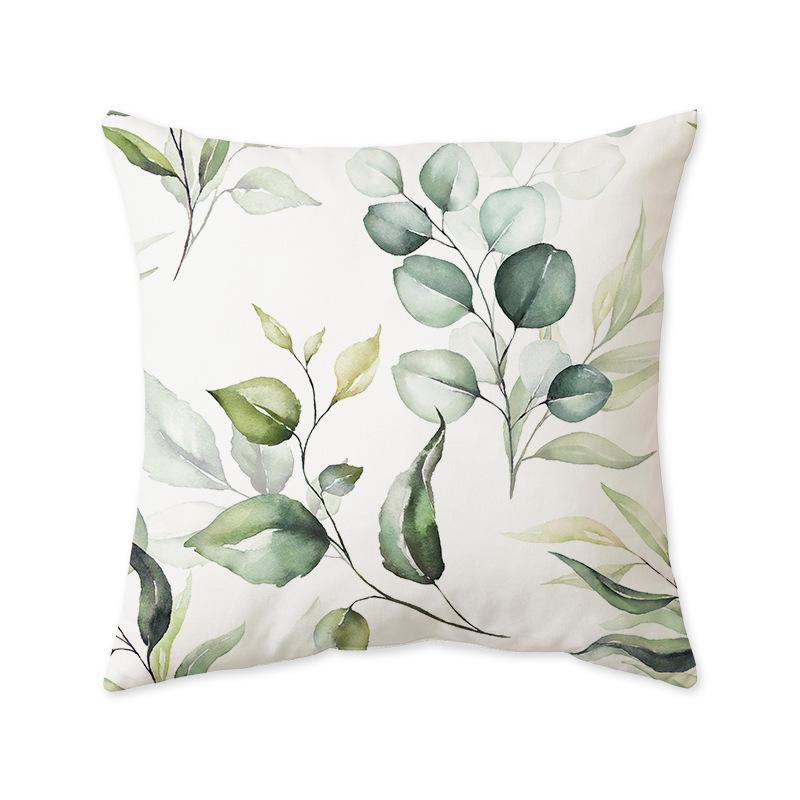 Green Leaves Plant Backrest Cushion Cover for Sofa & Bedroom