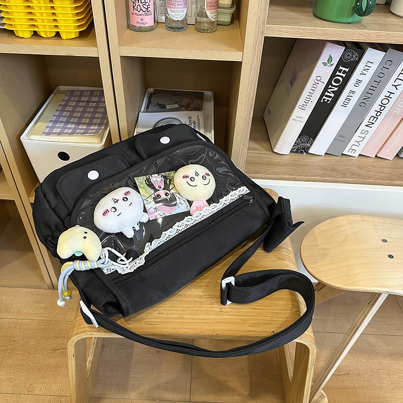 Japanese color-blocking crossbody bag women's new collegiate style versatile tote bag junior high school students shoulder bag trend in class