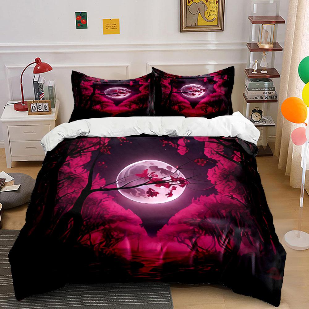 Moonlit Forest Art Decor Set Soft Comfortable Duvet Cover Bedding Set Included 1*Duvet Cover & 2*Pillowcases, Gift