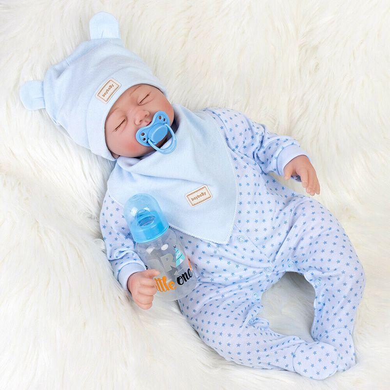22" Real Life Reborn Dolls Baby Boy Newborn Realistic Soft Silicone Toys Vinyl