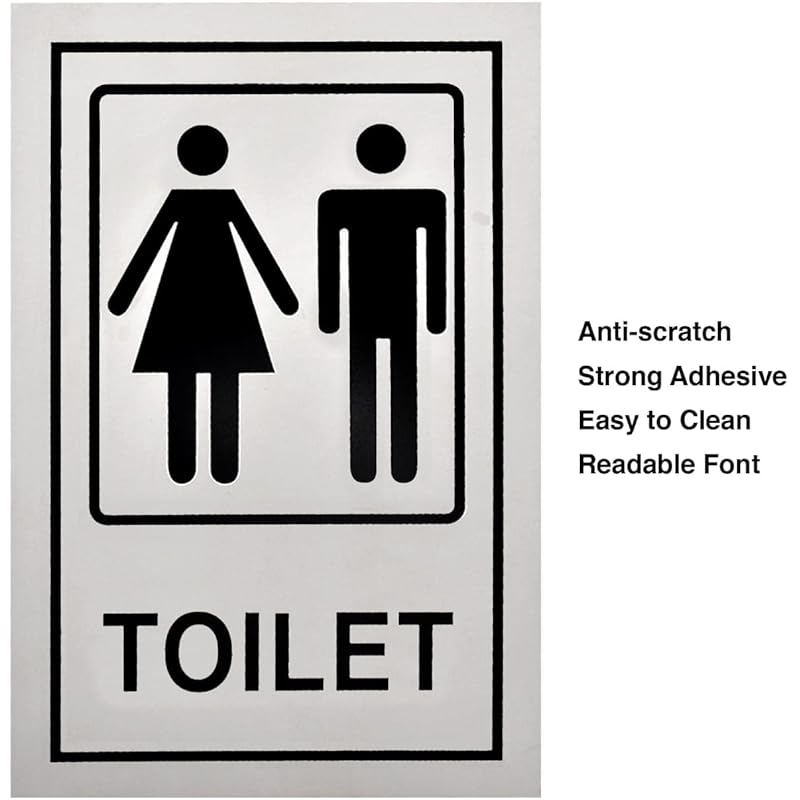 

Buzz Cool Metal Silver Toilet Sign Board Sticker | Self Adhesive Ladies and Gents Washroom Signage | Restroom Sign Board