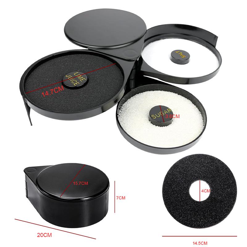 Three-Layer Glass Rimmer: Salt, Sugar, and Seasoning Tool for Cocktails and Fruits чёрный