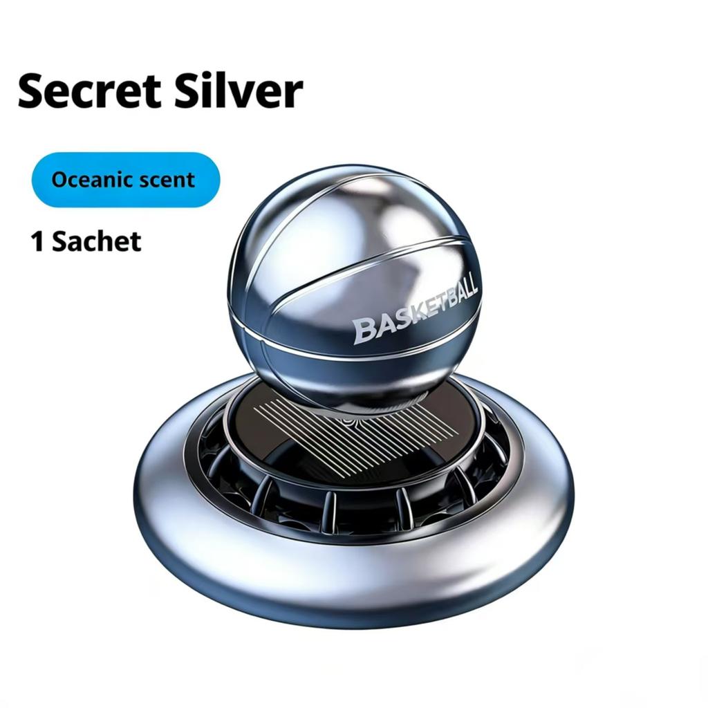 Solar-Powered Basketball Rotating Car Aroma Diffuser Auto Air Freshener Plant-Based Scent Diffuser for Car Interior Decoration