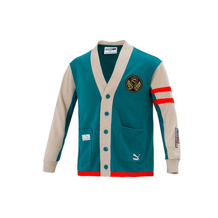 Puma Knitwear Unisex Green V Neck Moderate Cardigan 537004-90