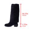 Moda Zima Szpiczasty Nosek Łączone Damskie Kozaki do Kolana Design Grube Obcasy Długie Botki Denim Damskie Buty Zapatos Mujer