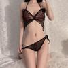 Sexy Perspektive Mesh Leidenschaft Schmetterling Dreipunkt Rückenfrei Offenes Schritt Freies Uniform Unterwäscheset frei