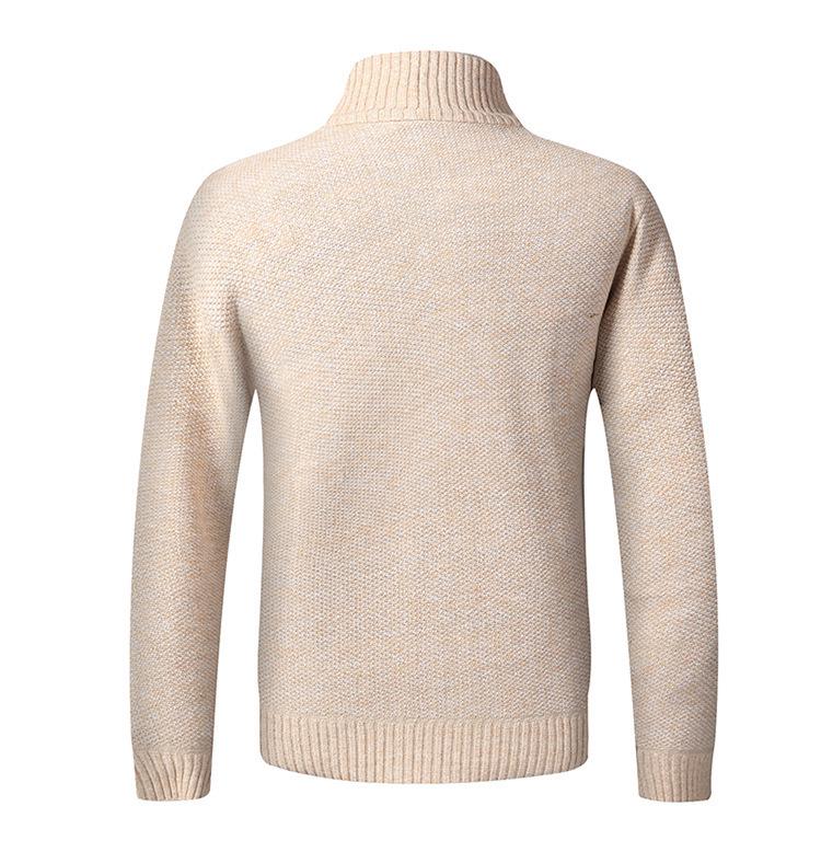 Chunky Knit Fleece-Lined Zipper Cardigan: Stand Collar Winter Sweater