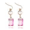 Pinkdudu Fashion 5 Color Square Glass Pendant Drop Earrings Romantic Luxury Simple Geometric Earring for Women Jewelry PD1202
