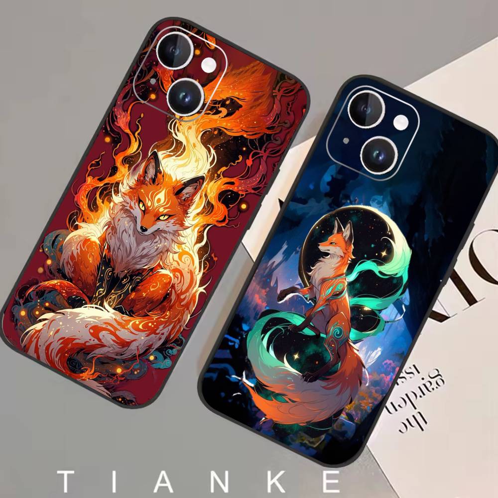 Sunny Fox Phone Case For iPhone 17 16 15 14 13 12 Max Plus Silicone Black Cover