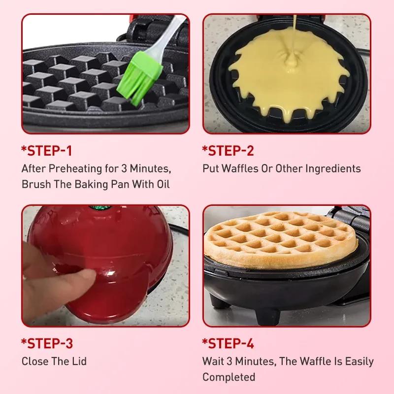 US-Stecker Tragbarer Mini Elektrischer Waffelmaker Antihaftbeschichtete Pfanne Leicht zu Reinigen Kinderfrühstück Toaster Maschine Eierkuchen Sandwich